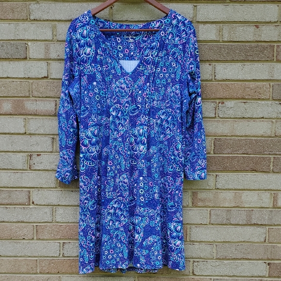 Lilly Pulitzer Aubrey UPF 50+ Dress Take It Slow XL Turtle Print - Picture 2 of 8